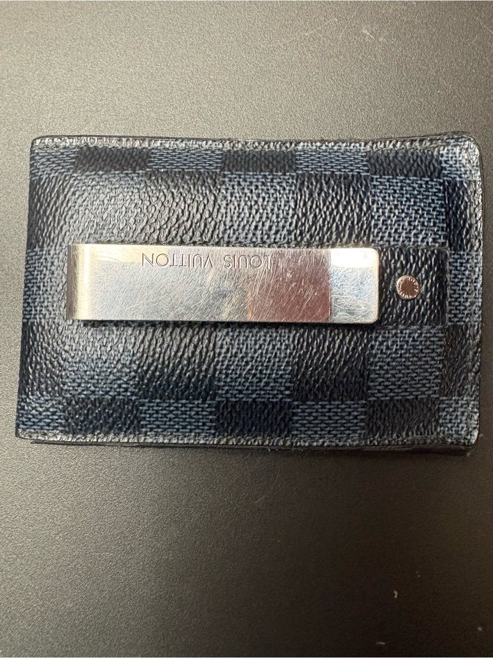 Louis Vuitton Blue Damier Graphite Money Clip Card Case